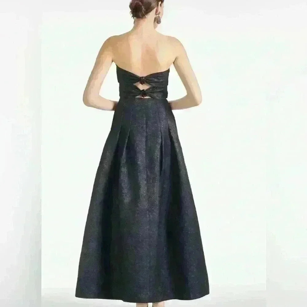 Sachin + Babi Margaux Black/Midnight Strapless Midi Gala Dress Size Xtra Large - Picture 5 of 6